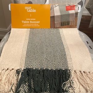 Table runner NWT. Blue and white herring bone design. Great accent